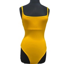 Vince Women Aprico Yellow Square Neck One Piece Swimsuit SWVC114 Size L NWT picture