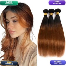 MAMART Brazilian Virgin Hair Straight Bundles Ombre Brown 1B30 (10 12 14) inch picture