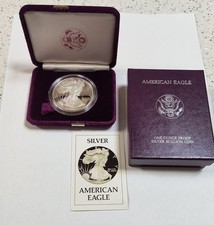 1986-S Proof American Silver Eagle Dollar $1 Box & COA US Mint Bullion OGP picture