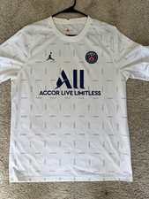 Jordan Paris Saint-Germain PSG White Short Sleeve Soccer Jersey L Polyester picture