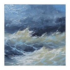 ORIGINAL OIL PAINTING ART SEASCAPE SEA UNIQUE STORM OCEAN WAVES HERRICANE SURF picture