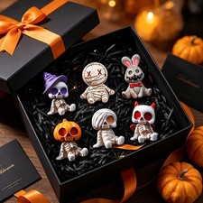 6pcs Halloween Skeleton Mummy Figurines Resin Mini Statues DIY Desk Car Decor picture