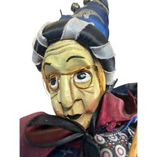 Vintage Hand Carved Wood Wizard Marionette String Puppet 19
