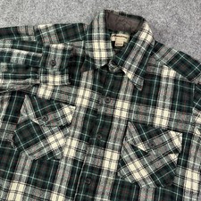 Vintage Amana Woolen Mills Flannel Shirt Mens M Green Plaid 50s 60s Outdoor Work picture