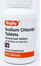 Sodium Chloride Tablets SALT 1 GM 100ct FRESH PHARMACY SUPPLY 2/27 exp picture