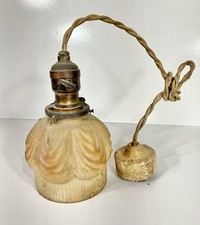Vintage Early-20th-Century Single-Drop Pendant Light Fixture picture