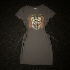 Ruby & Lace Y2K Skull Graphic Ruched Mini Dress Women’s Small NWOT picture