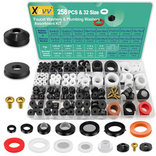 XBVV 32 Size 258 PC Faucet and Plumbing Rubber Washers Assortment Kit picture