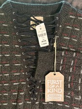 Furst Of A Kind Sweater One Size Lace Up Dark Gray picture