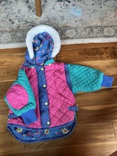 Vintage Gymboree Girls Reversible Jacket All Over Print Snap Button Color Block picture