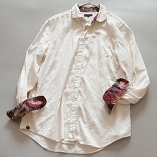 Paul Smith COLLECTION Off White Floral Jacquard Cotton Shirt Print Cuffs Mens M picture