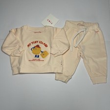 Tiny Cottons Sweatshirt & Pants Set Baby 9M/12M Light Cream Tiny Island New picture