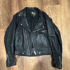 Vintage Leather Connection Inc Men's Black Biker Motorcycle 46 Chest 70s-80s picture