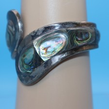 VINTAGE TAXCO Sterling Silver & Abalone Bypass Clamper Spring-Hinge TR-164 EX+ picture