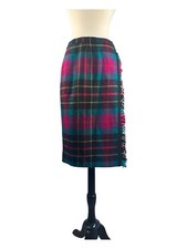 Vtg Carlisle 100% Wool Plaid Pencil Skirt Sz 6,  Casual Colorful MIDI Skirt  picture