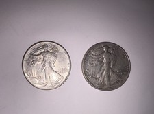 Lot of 2 Silver Walking Liberty Half Dollars- 1942 & 1943 picture