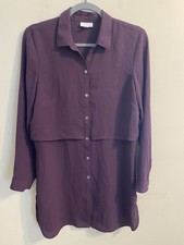 J. Jill Layered Button Front Long Sleeve Tunic Blouse Plum Purple Size Small picture