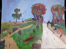 Impressionistic 11 x 14 one of a kind Landscape,  acrylic, painting  picture