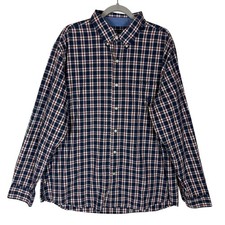 Chaps Shirt Mens 2XL Blue Red Plaid Cotton Easy Care Long Sleeve Button-Down picture