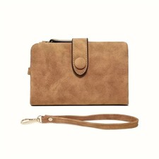 Women Trifold Wallet Matte Finish Card Slots ID Window Zipper Coin Pocket picture