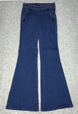 Jealous Tomato Jeans Womens Large Blue Stretch Side Zip 28x33 Flare Bell Bottom picture