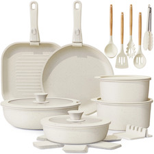 22 Piece Ceramic Non Stick Cookware Set Pots & Pans Detachable Handles Oven Safe picture