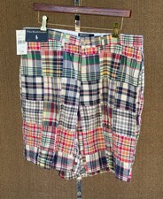 Vintage Y2K Men’s NWT Polo Ralph Lauren Madras patchwork Bermuda Shorts 36 picture
