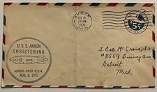 RARE 1931 USS AKRON CHRISTENING COVER AKRON OHIO TO DETROIT MICHIGAN picture