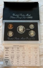 1992-S U.S. SILVER Proof 5-Coin Set ~ Black Box OGP with COA ~ 90% SILVER picture