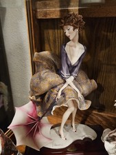 Giuseppe Armani Porcelain Lady Figurine w/ Umbrella Hand Painted Signed picture