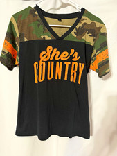 Jason aldean concert V-Neck women’s “She’s Country” T-Shirt Size L picture