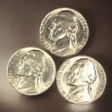 1954 P, D and S UNCIRCULATED JEFFERSON NICKELS CHOICE TO GEM BU picture