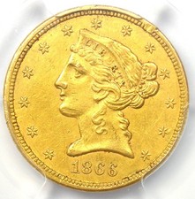 1866-S Liberty Gold Half Eagle $5 Coin with No Motto - Certified PCGS AU Details picture
