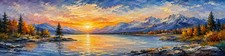 Original Hand Painted Mountain Lake Sunset Acrylic Landscape Painting picture