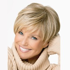 Women Fashion Ombre Short Straight Wigs Side Bangs Side Part Synthetic Full Wig picture