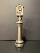 Vintage Pewter Fire Alarm Box on Pedestal Paperweight 10” Tall picture