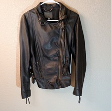 MUUBAA Rosario Black Leather Women's Biker Jacket Size 12 picture