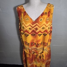 Vintage Gabrielle Southwestern Y2K Maxi Dress Womens Size 20 Orange Bohemian picture