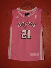 Tim Duncan Adidas San Antonio Spurs Pink Basketball Jersey Girl's Medium 5/6 picture