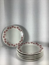 6~Buffalo China Red Leaf Windsor Dinner Plates Restaurant Ware Dishes~9.5” picture
