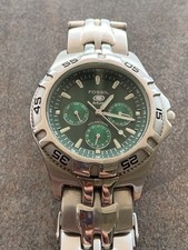 Fossil Blue Men's Green 3 Dial Stainless Steel Watch New Battery Box Xtra Link picture