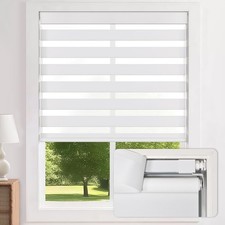 LazBlinds No-Drill Cordless Zebra Blinds Dual Layer Light Filter 34