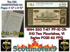 1864 T-67 $20 CSA Currency PF-10, VI Series, PCGS 62 PPQ -PLUS- The BOOK, sc1 picture