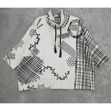 Inoah Top Womens Size M Pullover Quilted Funnel Neck Artsy Boxy Art To Wear Knit picture