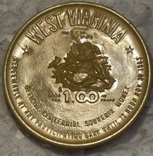 1963 West Virginia Souvenir $1 Dollar 100th Anniversary Melamine Token 39mm 3.5g picture