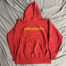 Vintage 80s Champion Reverse Weave Lifeguard Pullover Sweatshirt Warmup Red XL picture