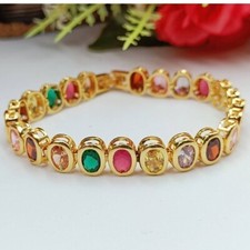 Bracelet Noppakao Gem 9 colors Jewelry Gold Micron Plated Bangle Thai Amulet picture
