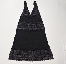 Vtg Y2K Victoria Secret Sexy Little Things Black Metallic Lace Chemise Slip M picture