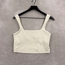 Athleta Sports Bra Womens Size Medium Ivory Long Line Wireless Lined Pullover picture
