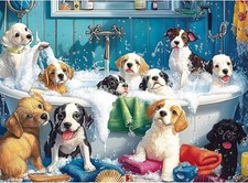 500 Piece Puzzle for Adults – Cute Dogs Bathing Jigsaw Puzzle for Adults, Kids & picture